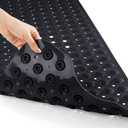 Yimobra Non Slip Bathtub Mat 40 x 16 Inch, Extra Long Shower Mat with Drain Holes, Machine Washable Baby Bath Mats, Strong Suction Cups for Bathroom Floor, Black