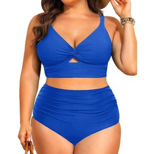Daci Plus Size Two Piece Swimsuits - Women High Waisted Bikini Tummy Control Bathing Suits Knot Twist Swimwear 2025 (Royal Blue, 16+) Daci Plus Size Two Piece Swimsuits - Women High Waisted Bikini Tummy Control Bathing Suits Knot Twist Swimwear 2025 (Royal Blue, 16+)