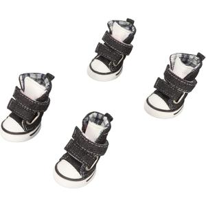 Canvas Puppy Shoes, Prevents Fashion Black Dog Paw Protector for Small Dogs for Outdoor for Walking(Type 2)