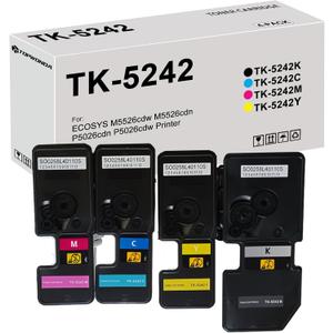 TK5242 TK-5242 Toner Cartridge TK-5242K TK-5242C TK-5242M TK-5242Y Toner Compatible with Kyo cera ECOSYS M5526cdw M5526cdn P5026cdn P5026cdw Printers (Black Cyan Magenta Yellow)