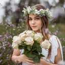 Vividsun Wedding Bridal Green Leaf Flower Crown Eucalyptus Floral Crown Maternity Photo Props (White)