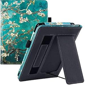 BOZHUORUI Stand Case for 6.8" Kindle Paperwhite 11th Generation - 2021 & Paperwhite Signature Edition e-Reader - PU Leather Sleeve Cover with Hand Strap/Auto Wake/Sleep, Bookstore