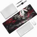 2 x Extended Gaming Mouse Pad, Large Desk Mat XL Anime Mouse Pad Waterproof with Stitched Edges, Non-Slip Desktop Pad for Home and Office, Level Up Your 31.5x11.8 Inch (Night canyon2)