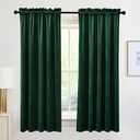 RYB HOME Velvet Curtains 72 inches Long, Rod Pocket Soft Fabric Curtains & Drapes for Bedroom Cafe, Hunter Green, W 42 x L 72, 2 Panels Set
