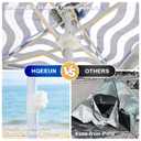 Hqeeun Beach Cabana, 8'X 8' Beach Canopy Tent Sun Shade, UPF 50+ Protection Silver-Coated Beach Tent Sun Shelter with Sandbags & Side Wall for Family, Portable Beach Shade, Easy Setup, Navy Stripes