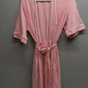 COLORFULLEAF Womens Bamboo Short Robes Lightweight Kimono Cotton Robe Soft Knit Bathrobe Ladies Loungewear with Pockets (Medium, Pink)