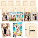 Geelin 100 Pack DIY Wooden Picture Frames for Crafts for 4 x 6 Inch Photos Unfinished Solid Wood Photo Picture Frames for Crafting DIY Painting Birthday Wedding Birthday (Rectangle)