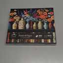 Wildflower Puzzles for Adults 1000 Pieces, PICKFORU Vintage Flower Book Puzzle, Wildflower Pages Jigsaw Puzzle for Book Lover, Floral Art Bookshelf Library Puzzles