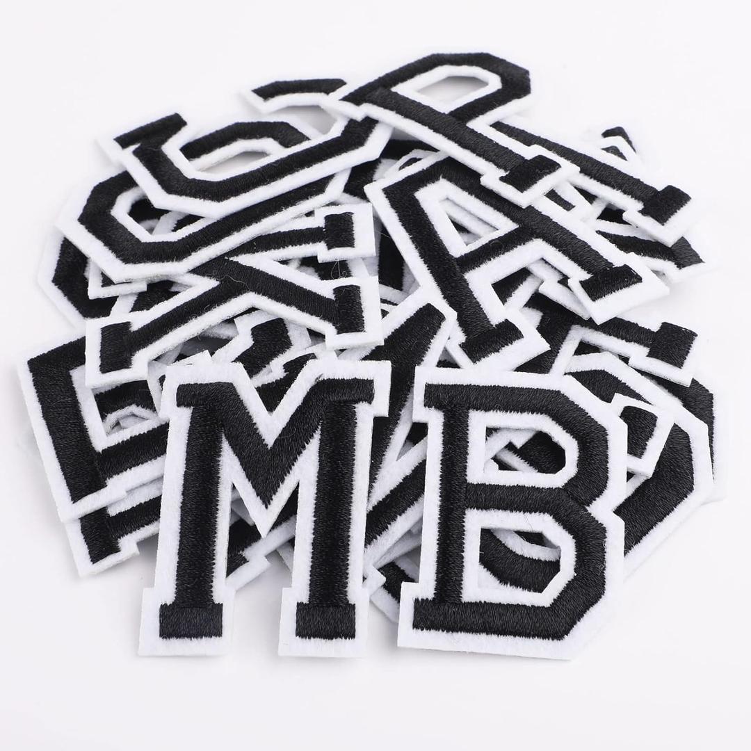 Iron On Letters, 52 Pcs Letter Patches with Ironed Adhesive, Decorate Iron on Letter Patches, Alphabet Embroidered Patch A-Z for T-Shirts, Jeans, Jackets, Socks, Bags, DIY Accessories etc