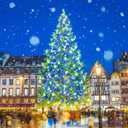 36 Pieces Christmas Glitter Poinsettia Flowers Faux Flowers Wedding Glitter Christmas Tree New Year Ornaments (Blue)