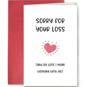 2 x SuperShunhu Funny Leaving Card for Colleague, Sarcastic New Job Card, Cheeky Going Away Card, Leaving Gift for Work Bestie, Sorry For Your Loss (SH-GGHK009-PNM)