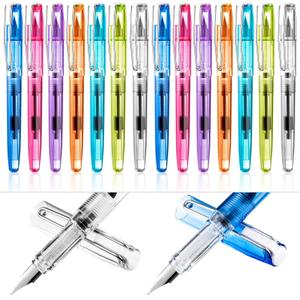 Fainne 16 Pieces Fountain Pen Refillable Disposable Fountain Pens for Writing Fine Nib Signature Ink Pen Piston Filling Pen for Calligraphy Painting, Drawing, School, Scrapbook and Sketch(Multicolor)