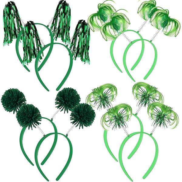 7 Pcs Graduation Pom Pom Headbands Spirit Party Headbands Tinsel Ponytails Headwear for Birthday Holiday