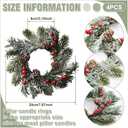 Jexine 12 Pieces Mini Christmas Wreaths for Kitchen Cabinet Small Christmas Candle Rings Wreaths Pillars Candle Rings Table Centerpieces Hanging Garlands for Front Door Window Decor (No Red Ribbon)