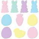 Funrous 80 Pcs Easter Paper Cutouts Pastel Bunny Egg Chick Carrot Cutouts Easter Bulletin Board Decoration with Double-Sided Tape for Spring Holiday Classroom Home DIY Crafts Party Supplies(Mixed)