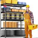 WORKPRO 5-Layer Heavy Duty Metal Storage Rack, 48W x 24D x 72H, Adjustable Shelving Unit with 4000 lbs Total Load Capacity, for Garage, Kitchen, Bathroom, Warehouse (Black+silver)