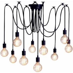 Spider Light Chandelier Spider Pendant Light Fixture Edison Chandelier 10 arms Vintage Industrial Steampunk Hanging Ceiling Multi DIY (10Arms with 78in light cord)