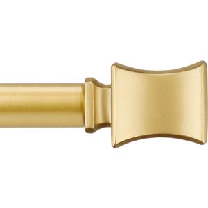Curtain Rods for Windows 30 to 51 Inches, Gold Decorative Curtain Rods, 1 Inch Diameter Heavy Duty Adjustable Curtain Rod for Sliding Glass Door, Simple Square Finial, 1 Pack