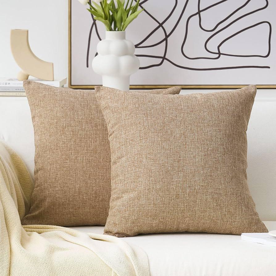 Home Brilliant 26×26 inch 2 pcs Natural Linel Pillow Covers