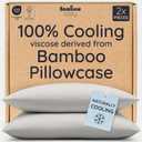 Bambaw 100% Viscose Derived from Bamboo Pillowcases Standard Size Set of 2 Cooling Pillow Cases Standard Size, Super Soft Pillow Cases with Envelope Closure, Anti Acne Pillow Case (Moonlight Gray)