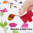 misaya Round Fitted Tablecloth with Elastic Edge, 100% Waterproof Oil Proof Plastic Table Cover, Vinyl Flannel Backed Tablecloth Fits 31"-35" Round Tables for Dinner, Outdoor, Picnic, Flowers