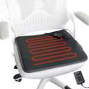 Heated Pad for Office Chair, Square Leather Heating Pad with Auto Shut Off & Intelligence Temperature Controller, Universal Seat Warmer for Home, Office Chair (Black)