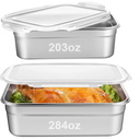 2 Pcs Large Stainless Steel Marinating Containers with Lids, Food Storage Containers for Refrigerator, Leak-proof & Stackable for Meal Prep, Meat(284oz/8.4l + 203oz/6l,No Handle)