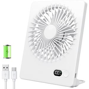 Zuvas Desk Fan Battery Operated Fan Rechargeable 180Tilt Folding Personal Fan Ultra Quiet Small Portable 3 Speed Adjustable Strong Wind Fan For Office Bedroom Home Desktop Camping (White)