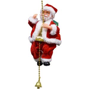 Climbing Santa with Rope, Climbing Santa Claus on Ladder Climbs Up and Down with Light Music Sound, Christmas Ornament for Xmas Tree Fireplace Home Décor (2 pcs)