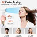 Dries Hair Quickly 500 Million 1627W Ion Hair Dryer,Low Noise 110k RPM Professional High Speed Fast Drying Lightweight Blow Dryer with Thermo-Control,Gifts for Women for Home and Travel,White