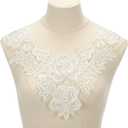uxcell 2 Pcs Lace Applique, 12.6" Lace Collar Floral Applique Sew on Embroidery Trim Neckline for Sewing Accessories DIY Craft Fabric Patches Wedding Dress Decoration, White