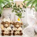 2 Pcs Bathroom Highland Cow Decor Statues - Faux Fur Animal Figurines, Farmhouse Bathroom Shelf Countertop Decor, Scottish Cattle Themed Gifts for Home Spa Housewarming & Birthday