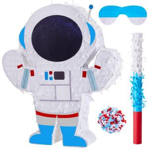 Astronaut Piñata Outer Space Party Decorations Space Themed Party Supplies with Plastic Stick Paper Blindfold Confetti for Birthday Kids Boys Girls Decoration