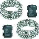 2 Pack Fairy Lights Battery Operated, 33Ft 100 LED String Lights with Auto Timer 8 Modes Green Copper Wire Twinkle Light for Bedroom Garden Wreath Wedding Christmas (Cool White)