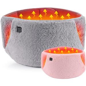 Electric Heating Pad for Women 3-Temperature Settings, Adjustable Waist Warmer Belt with Crystal Velvet Washable Pink