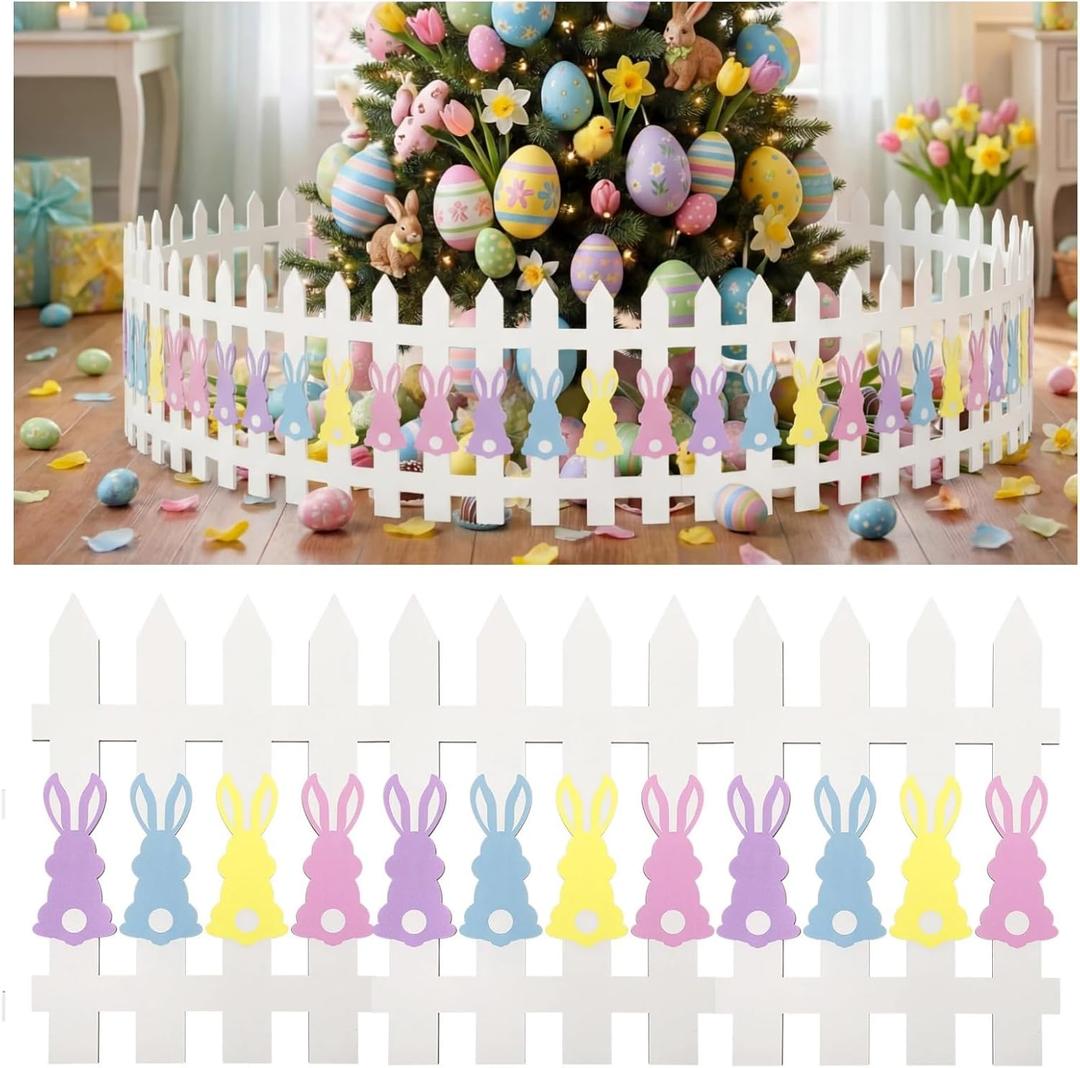 6 Pcs Easter Bunny Wooden Garden Fence 15.7" H x 72" L Landscape Edging Border, Garden Border Panels Ornamental Fence for Home School Lawn Flower Beds Pathways Outdoor Decor(Easter)