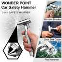 Premium Car Glass Breaker with Seat Belt Cutter - Automotive Safety Hammer - Emergecy Escape Tool, Car Autoaccessory Metal Window Hammer(Silver 2 Pack)