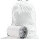 Plasticplace Trash Bags, Compatible with Simplehuman Code H, 8-9 Gallon Trash Can Liners, White Drawstring Garbage Bags, 100 Count Heavy Duty