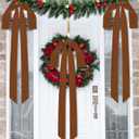 Aneco 6 Pieces Large Brown Velvet Christmas Bows 35 x 16 Inch Christmas Swag Bow Pre Tied Fence Staircase Wreath Bows Holiday Tree Topper for Xmas Home Door Outdoor Decorations