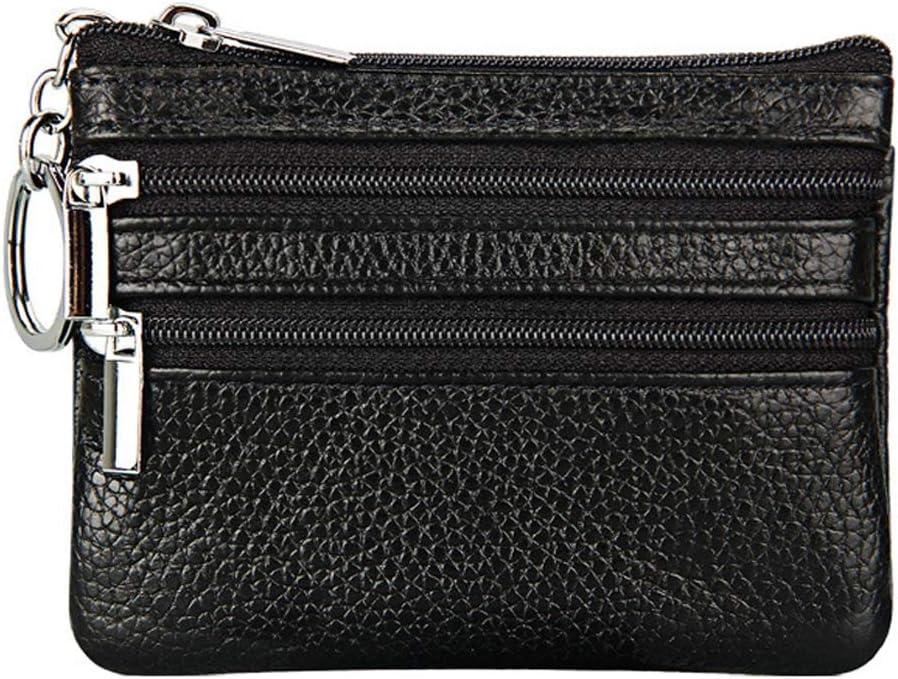 Women's Genuine Leather Coin Purse Mini Pouch Change Wallet with Keychain