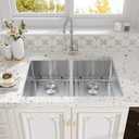 30 Inch Double Bowl Kitchen Sink Undermount,16-GaugeT304 Stainless Steel Kitchen Sink,50/50 Undermount Double Sinks with Accessories,Deep Sinks with Brushed Finish (30" x 18")