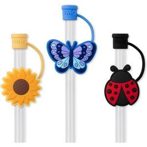 Swig Straw Toppers Set, 3 Reusable Straws with 3 Silicone Straw Covers, Cover Cap with Customizable Length, Compatible with 40oz Tumblers, Tumbler Accessories (Picnic)