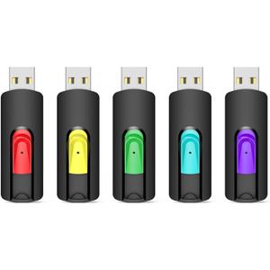 Aiibe 128GB Flash Drive 5 Pack 128GB USB Flash Drives Thumb Drive 128 GB USB Drive USB 2.0 Memory Sticks Jump Drives 128G (5 Pack, Red Green Cyan Yellow Purple)