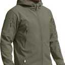 FREE SOLDIER Men's Outdoor Waterproof Soft Shell Hooded Military Tactical Jacket (Green, S)
