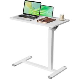 Mobile Standing Desk, Pneumatic Adjustable Rolling Desk(27.5 Inches), Portable Laptop Desk with Wheels, Overbed Bedside Table Laptop Table for Couch, Home, Office, White (28")