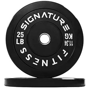 Fitvids 2" Olympic Bumper Plate Weight Plates with Steel Hub, 25LB, Pair