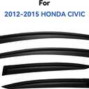 Window Visors Rain Guards for 2012 2013 2014 2015 Honda Civic, Out-Channel Window Vent Wind Deflectors Visors Shades for 12 13 14 15 Civic Sedan