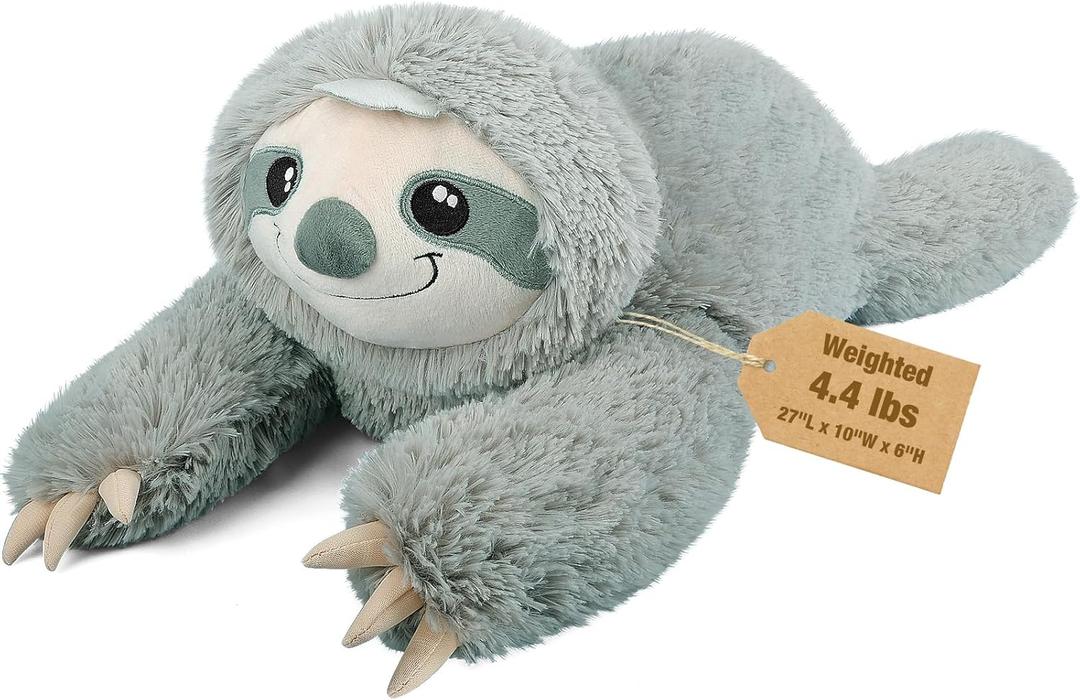 Bobbie & Laxi 27" & 4.4 lbs Sloth Weighted Stuffed Animals, Cuddly & Soft Kids' Plush Toy Pillows for Companion, Large Plushies with Removable Ceramsite Bag, Gifts for Adults, Kids, Boys and Girls