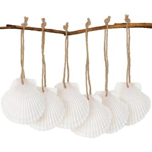 16PCS Natural Sea Shells 2.5"-3.5" Perforation Scallop Shells with Rope,for Christmas Tree Ornaments & DIY Hanging Home Deocration Craft Shells