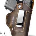 IWB Leather Holster for Glock 17/19/42/43X, Taurus G2/G2C/G3C, Concealed Carry GunHolster Fits Sig P365 P320 Ruger LCP LC9S Springfield M&P 9mm Shield for More Size Pistols Right Handed